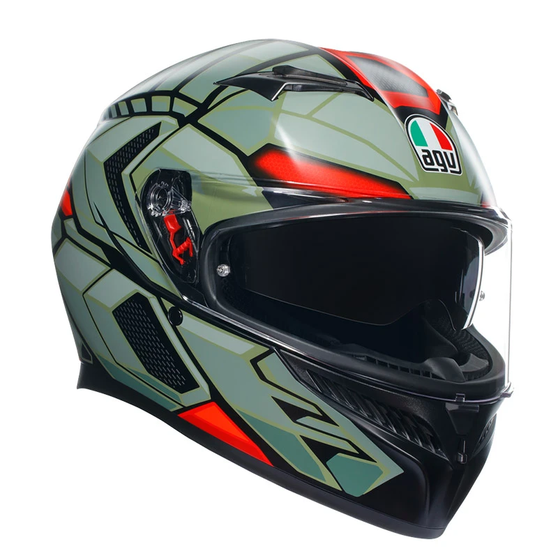 Policarbonato Casco Agv K3 E2206 Decept Nero Verde Rosso