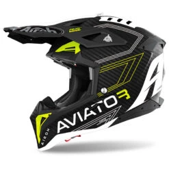Fibra Casco Airoh Aviator 3 Primal Carbon Giallo Opaco
