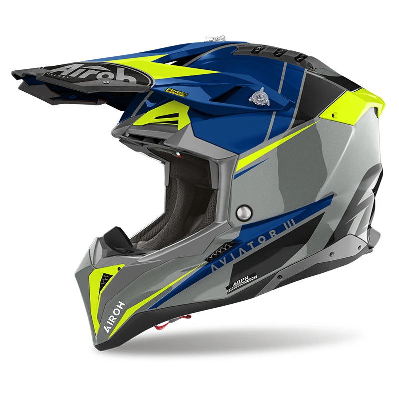Fibra Casco Airoh Aviator 3 Push Blu