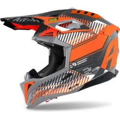 Fibra Casco Airoh Aviator 3 Wave Arancio Chrome