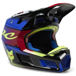 Fibra Casco Fox V3 Rs Dkay Blu Rosso
