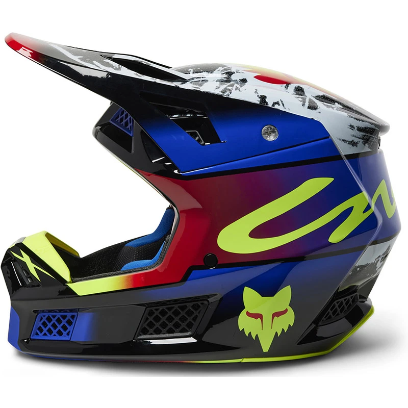 Fibra Casco Fox V3 Rs Dkay Blu Rosso - immagine 2