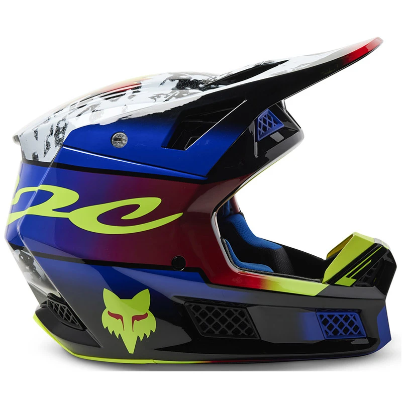 Fibra Casco Fox V3 Rs Dkay Blu Rosso - immagine 3