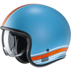 Custom Casco Hjc V30 Senti Blu Arancio