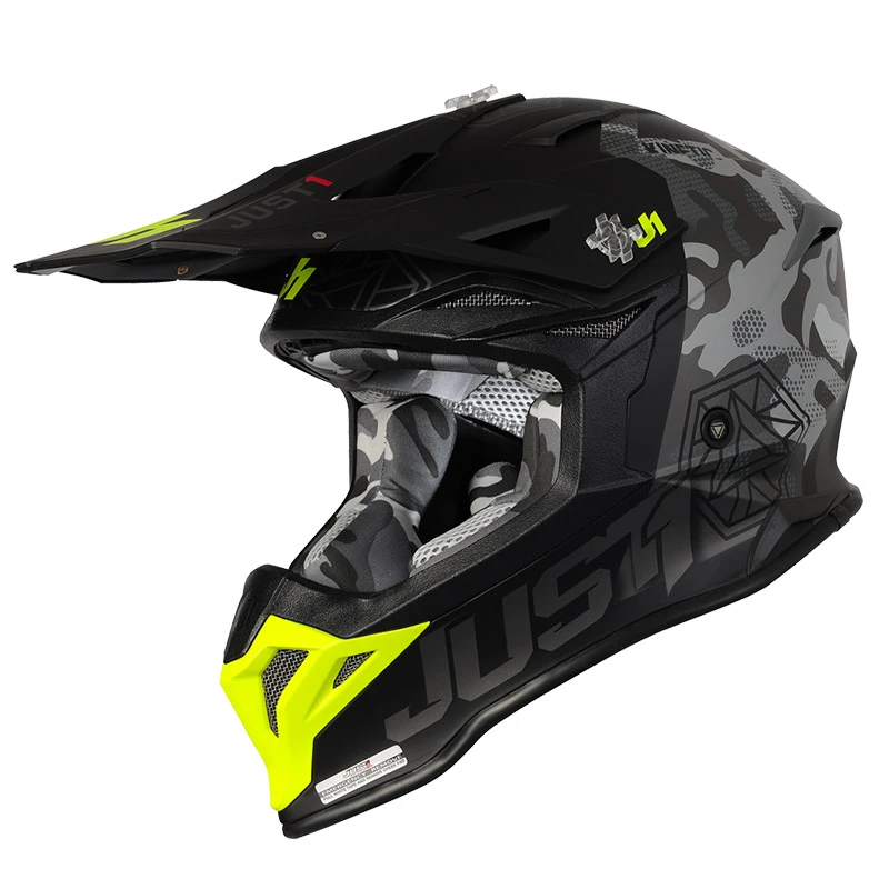 Policarbonato Casco Just-1 J39 Kinetic Camo Grigio Giallo