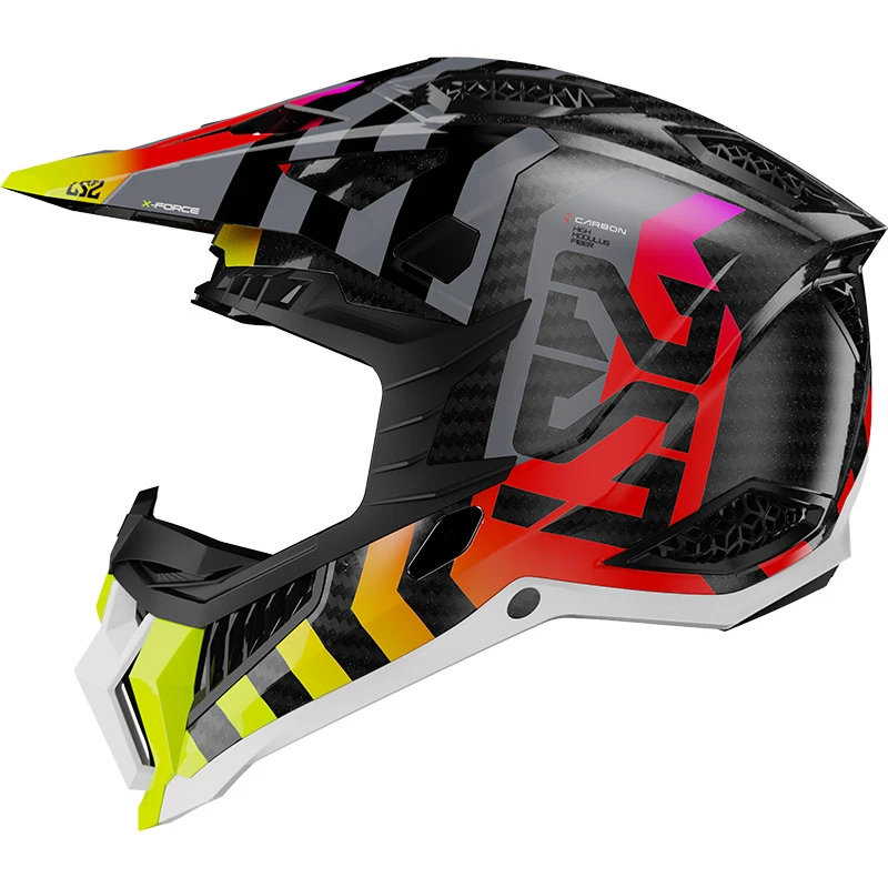 Fibra Casco Ls2 Mx703 X-force Barrier Giallo Rosso - immagine 2