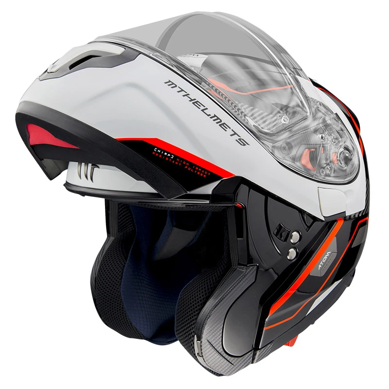 Policarbonato Casco Modulare Mt Helmets Atom Sv Opened B5 Rosso