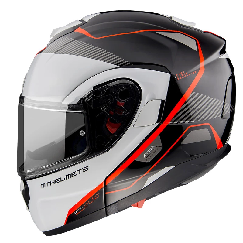 Policarbonato Casco Modulare Mt Helmets Atom Sv Opened B5 Rosso - immagine 4
