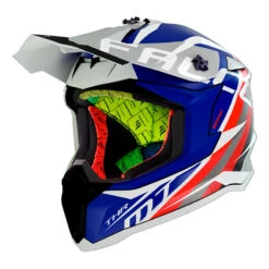 Policarbonato Casco Mt Helmets Falcon Thr A7 Rosso Blu Lucido