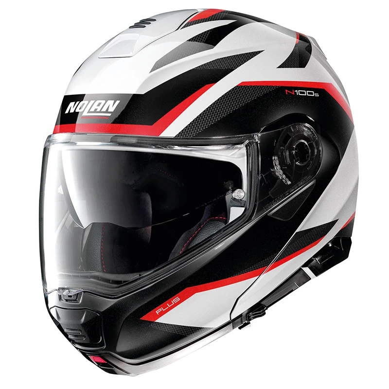 Policarbonato Nolan N100.5 Plus Overland N-com Nero Bianco Lucido