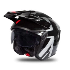 Trial Casco Ufo Sheratan 2206 Nero Grigio Rosso
